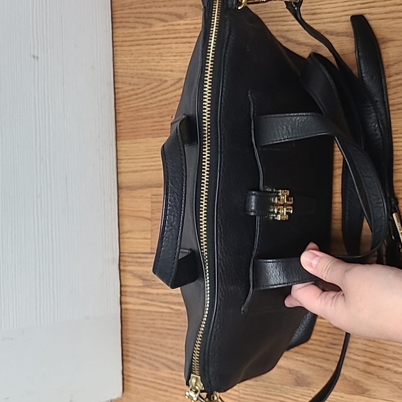 Tory Burch Plaque Meyer Pebbled Leather Convertible Satchel Bag - Picture 8 of 12